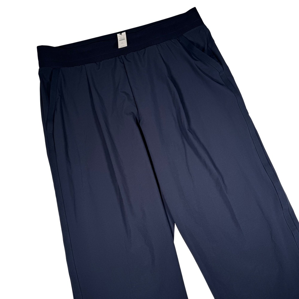 T by Talbots Womens XL‎ Navy Blue Wide Leg Active Pants Side Stripe NWT
